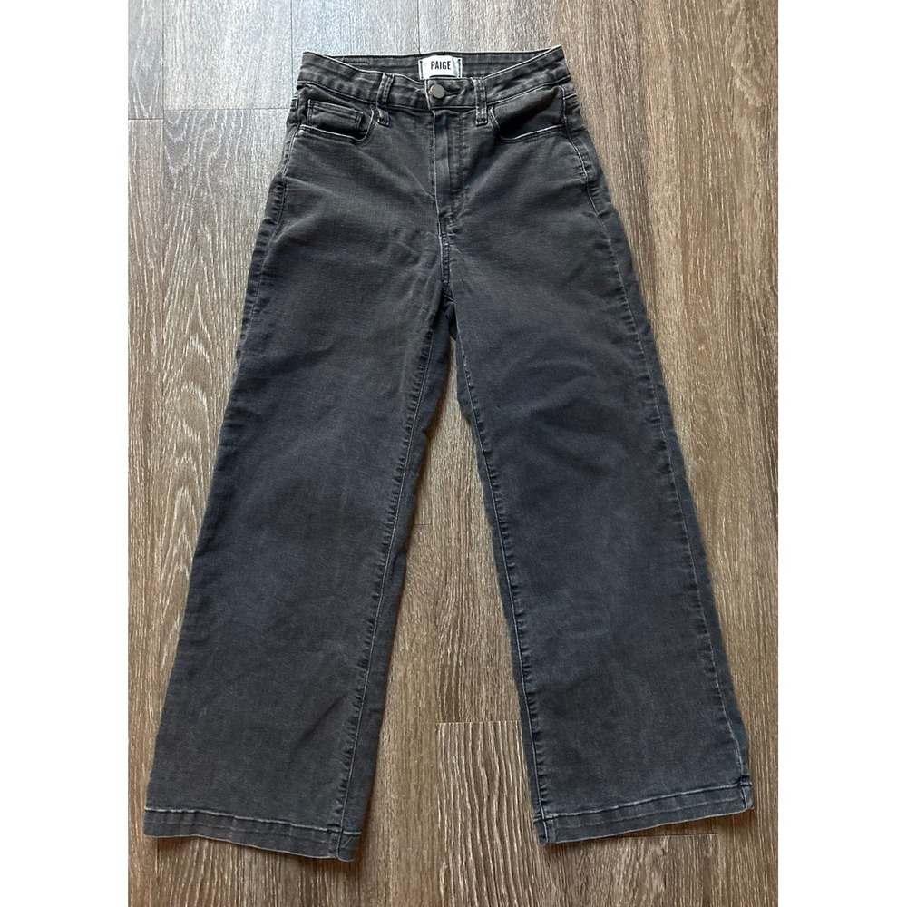 Paige Genesee Wide-Leg Crop Jeans Size 25 black jeans